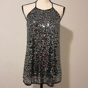 Victorias Secret Silver Sequined Top Halter Size Small Party Holiday Y2K…